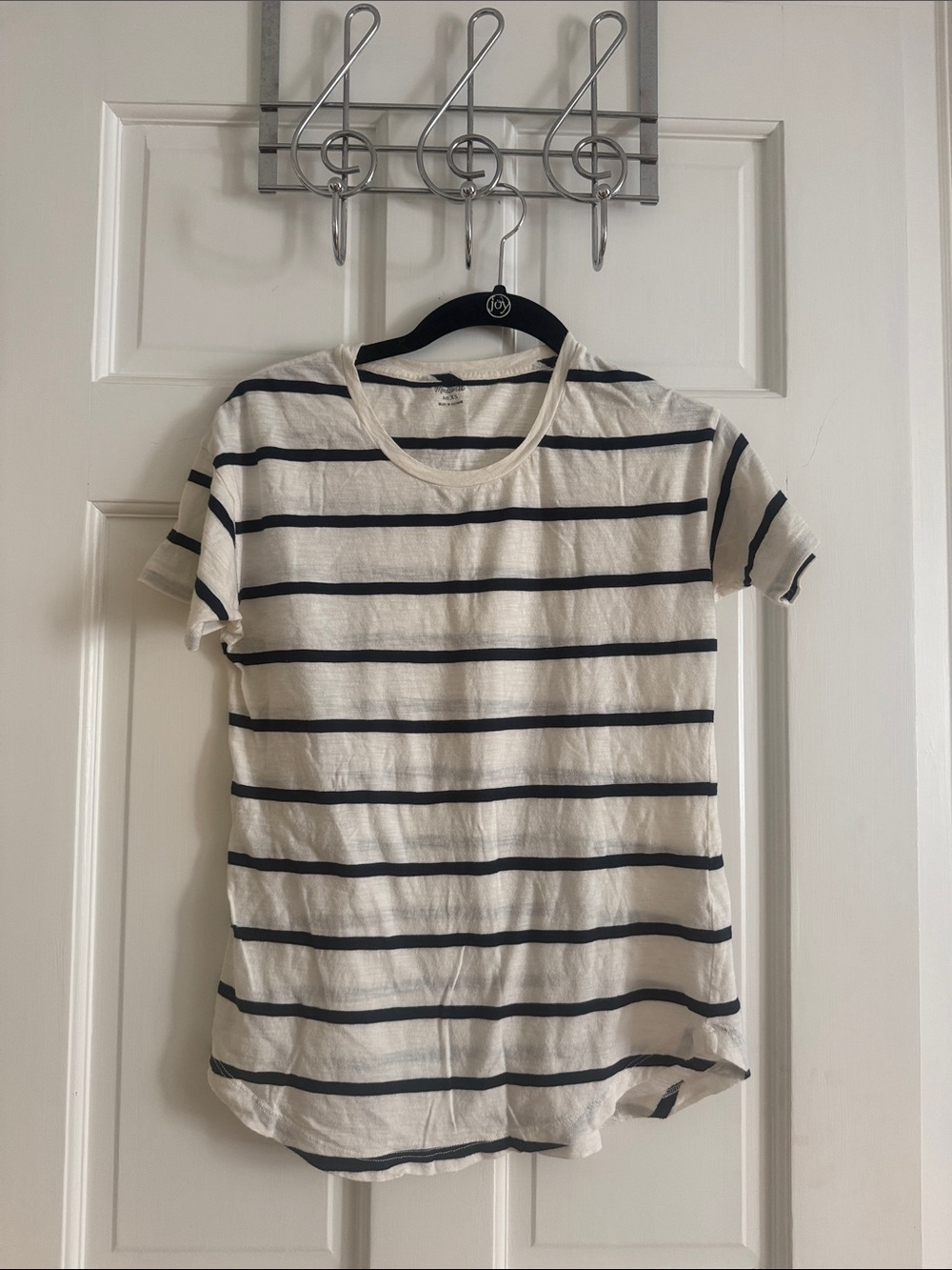 Madewell Women's Short Sleeve Striped Tee in Cream and Black